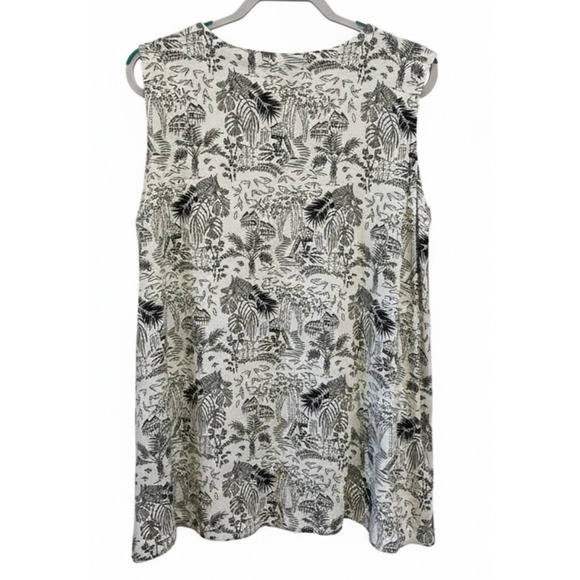 Women's 2X Sleeveless Top Black & White Island Design Rayon Spandex Grace Woman - Picture 2 of 7